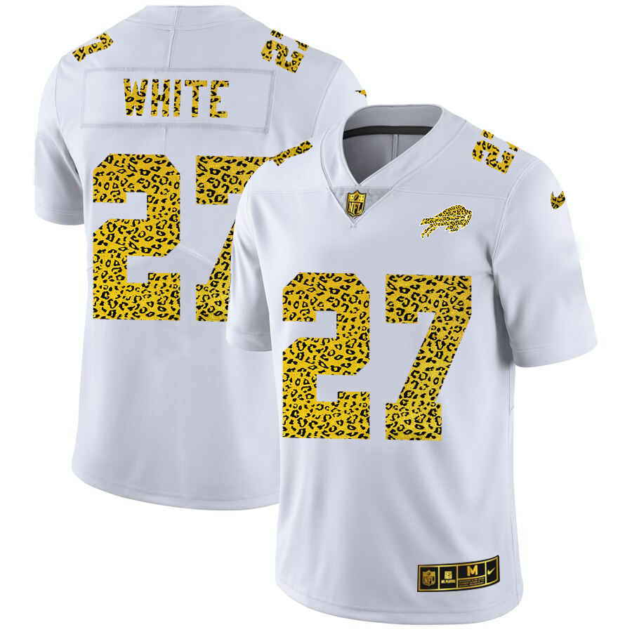 Buffalo Bills #27 Tre Davious White Men Nike Flocked Leopard Print Vapor Limited NFL Jersey White